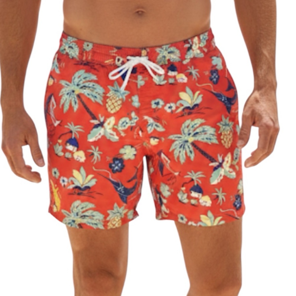 Polo Ralph Lauren Tropical Traveler Swim Trunks M Floral Coral Hibiscus
O